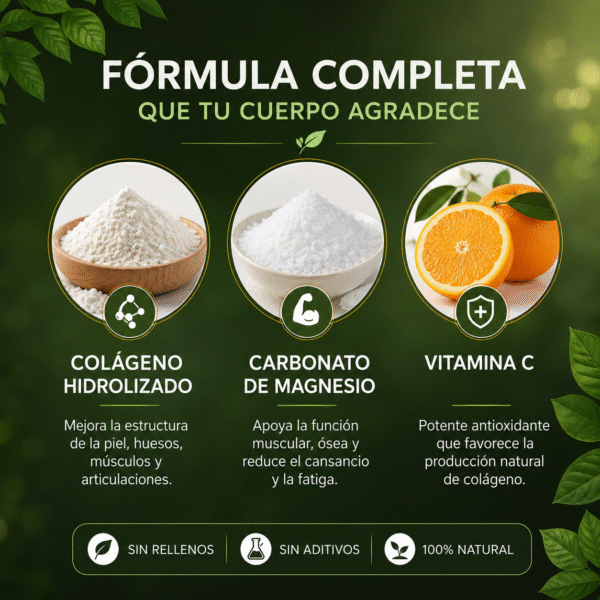Colágeno Hidrolizado con Magnesio y Vitamina C – 100% Natural